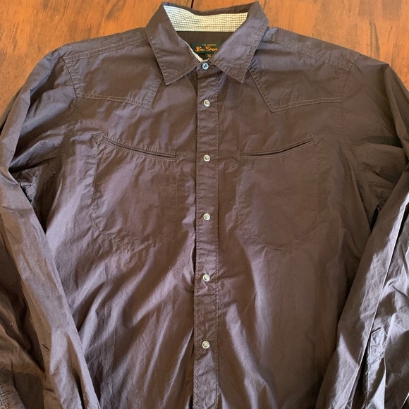 Ben Sherman Men’s, Brown Snap Button Down Long Sleeve Shirt, size XL - Picture 4 of 9